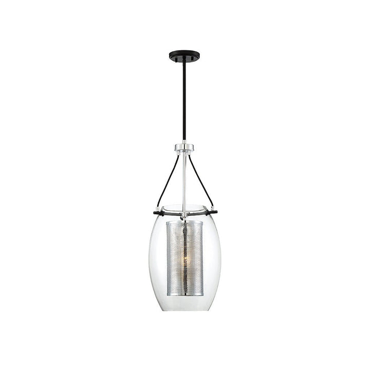 Savoy House Dunbar 7-9063-1-67 Pendant Light - Matte Black with Polished Chrome Accents