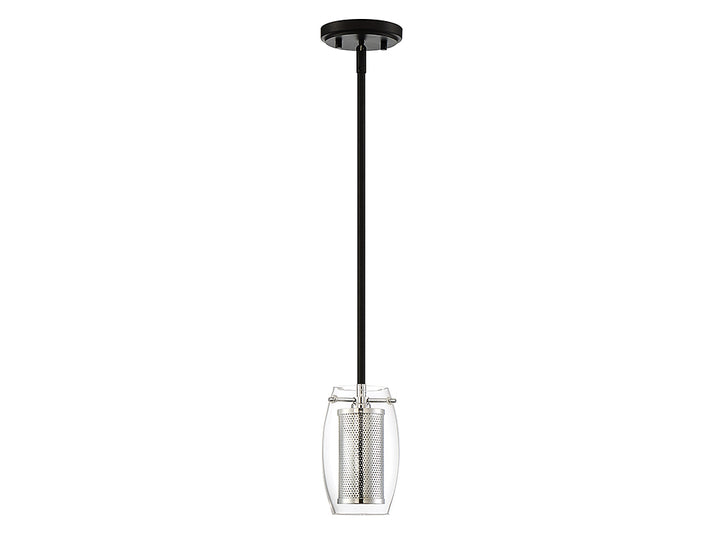 Savoy House Dunbar 7-9064-1-67 Pendant Light - Matte Black with Polished Chrome Accents