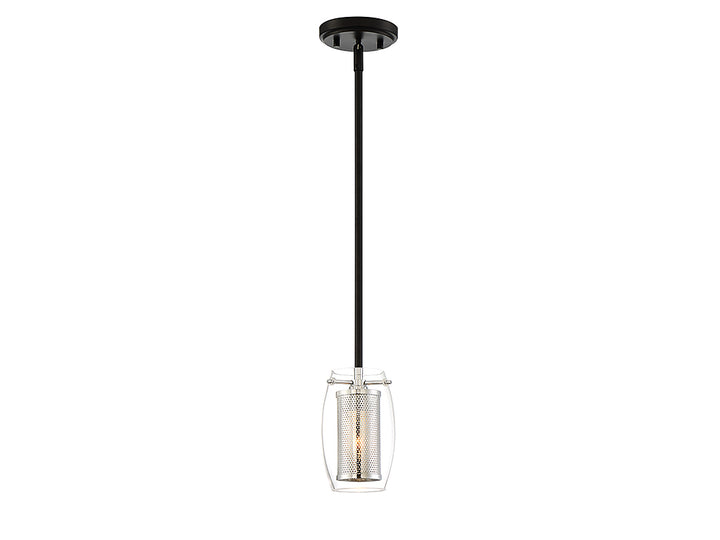 Savoy House Dunbar 7-9064-1-67 Pendant Light - Matte Black with Polished Chrome Accents