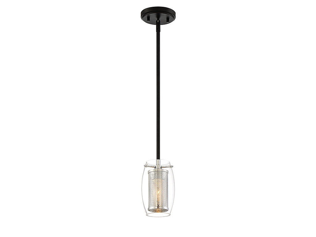 Savoy House Dunbar 7-9064-1-67 Pendant Light - Matte Black with Polished Chrome Accents