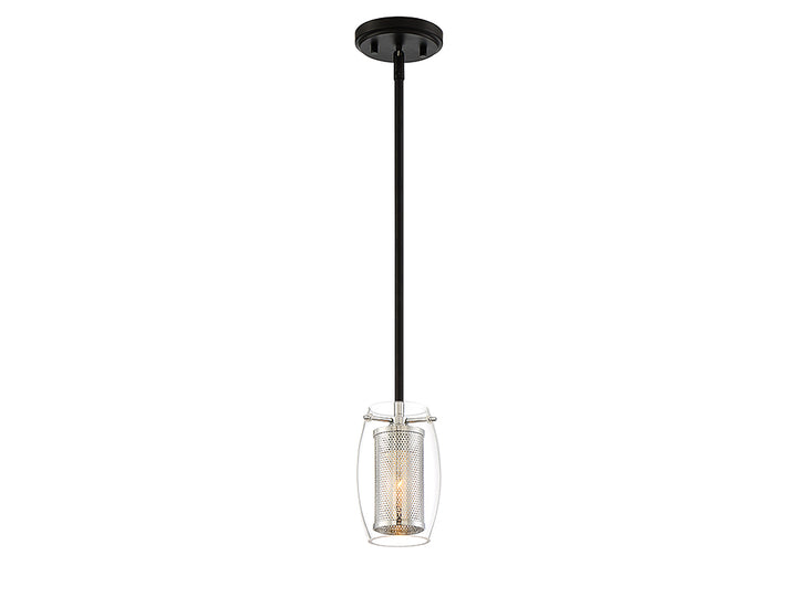 Savoy House Dunbar 7-9064-1-67 Pendant Light - Matte Black with Polished Chrome Accents