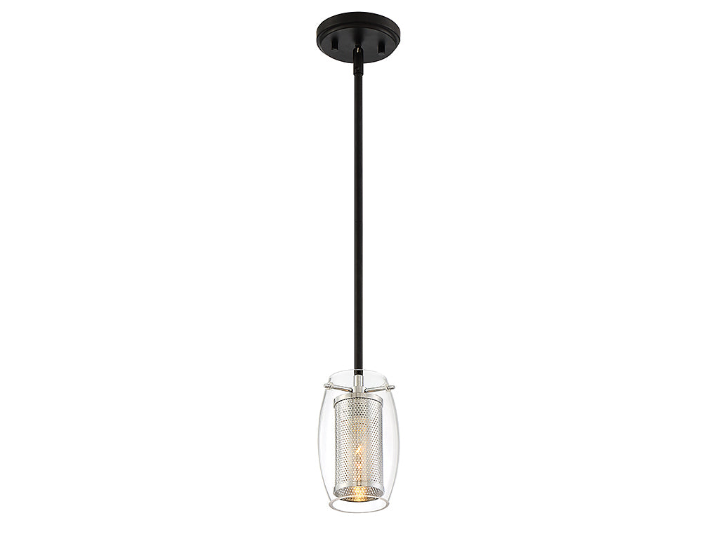 Savoy House Dunbar 7-9064-1-67 Pendant Light - Matte Black with Polished Chrome Accents