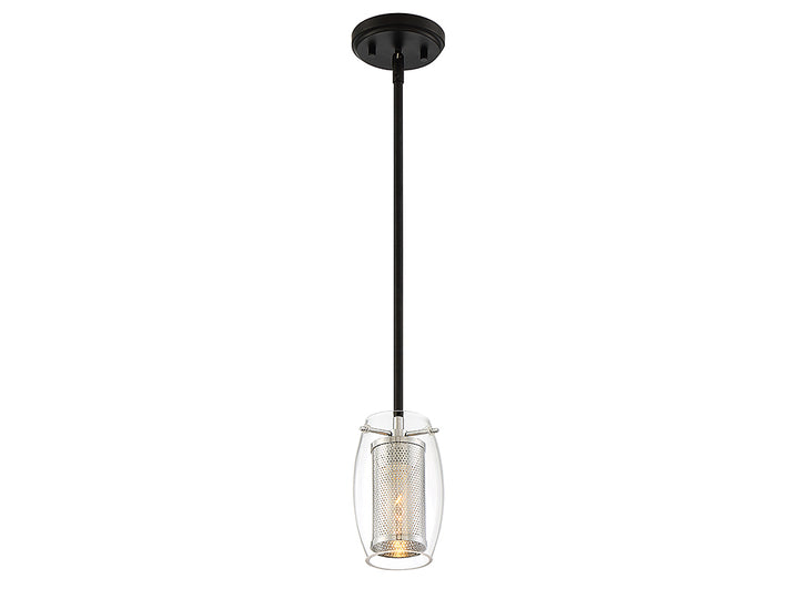Savoy House Dunbar 7-9064-1-67 Pendant Light - Matte Black with Polished Chrome Accents