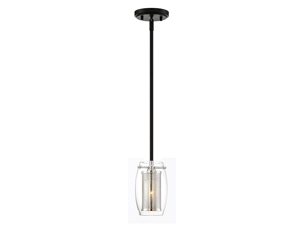 Savoy House Dunbar 7-9064-1-67 Pendant Light - Matte Black with Polished Chrome Accents