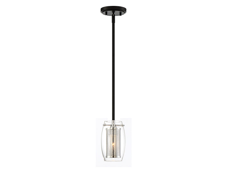 Savoy House Dunbar 7-9064-1-67 Pendant Light - Matte Black with Polished Chrome Accents