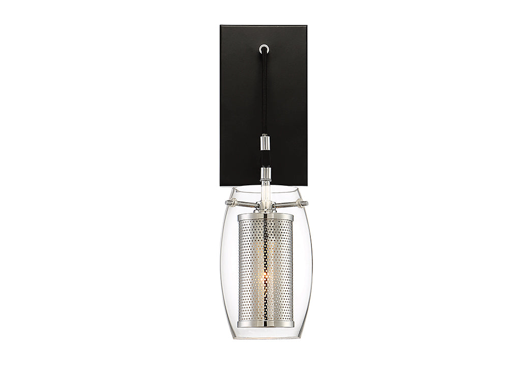 Savoy House Dunbar 9-9065-1-67 Wall Sconce Light - Matte Black with Polished Chrome Accents