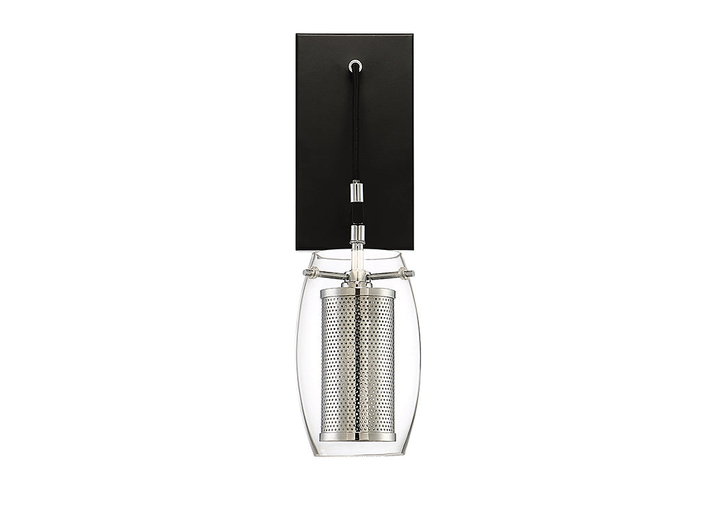 Savoy House Dunbar 9-9065-1-67 Wall Sconce Light - Matte Black with Polished Chrome Accents