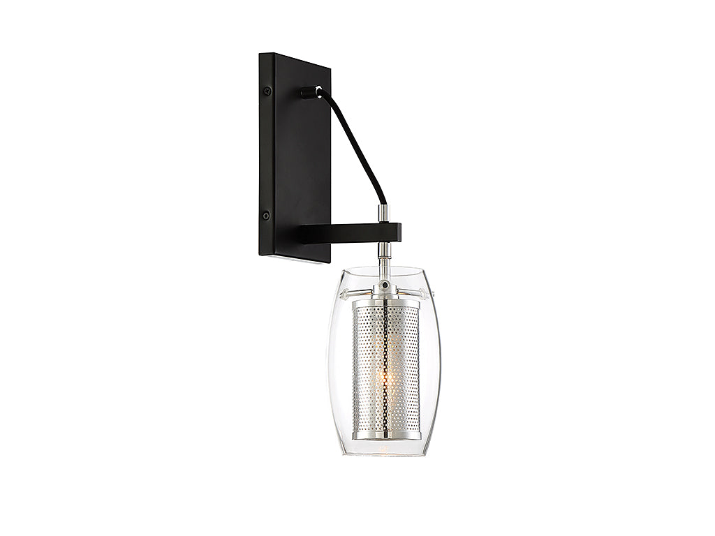 Savoy House Dunbar 9-9065-1-67 Wall Sconce Light - Matte Black with Polished Chrome Accents
