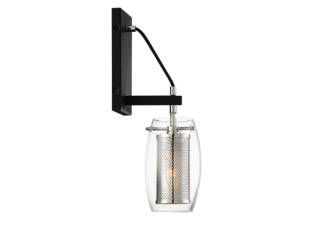 Savoy House Dunbar 9-9065-1-67 Wall Sconce Light - Matte Black with Polished Chrome Accents