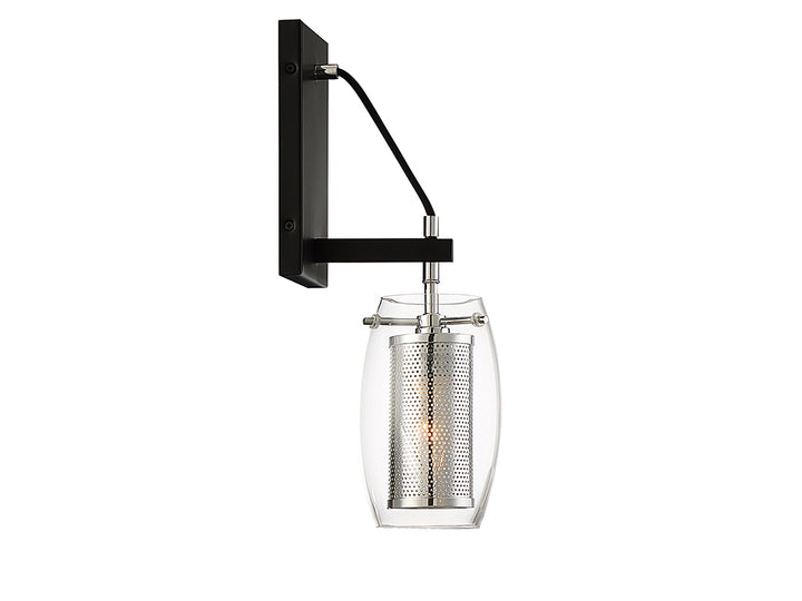 Savoy House Dunbar 9-9065-1-67 Wall Sconce Light - Matte Black with Polished Chrome Accents