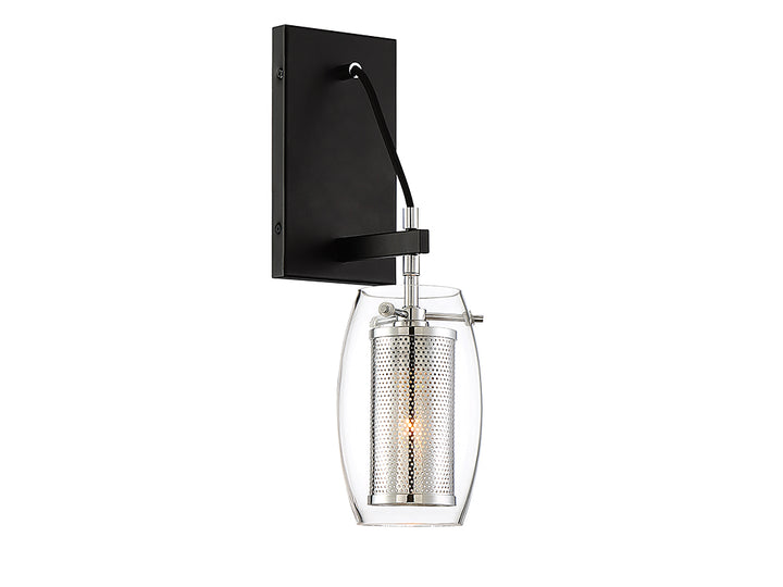 Savoy House Dunbar 9-9065-1-67 Wall Sconce Light - Matte Black with Polished Chrome Accents