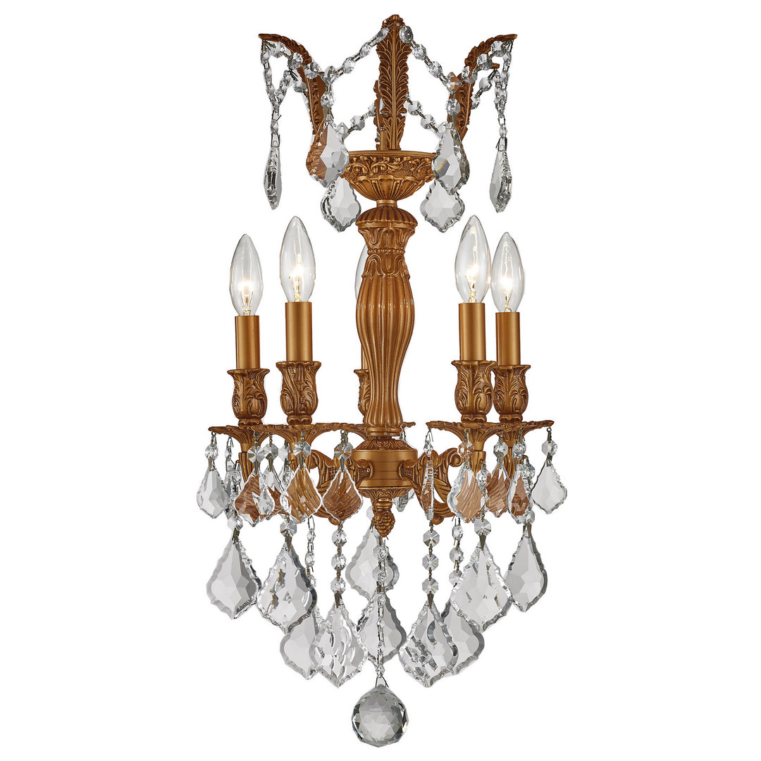 Worldwide Versailles W83330FG13 Chandelier Light - French Gold, D13" H23", 5 Light, French Gold Finish, Clear Crystal"/