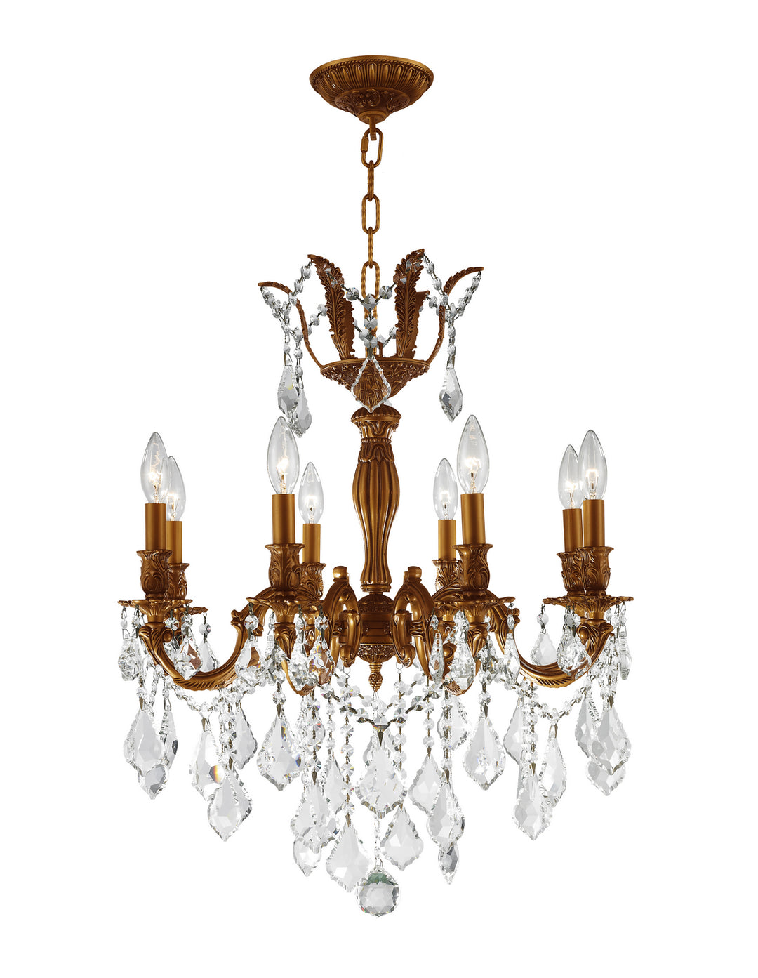 Worldwide Versailles W83337FG22 Chandelier Light - French Gold, D22" HTwenty Six", 8 Light, French White Finish, Clear Crystal"/