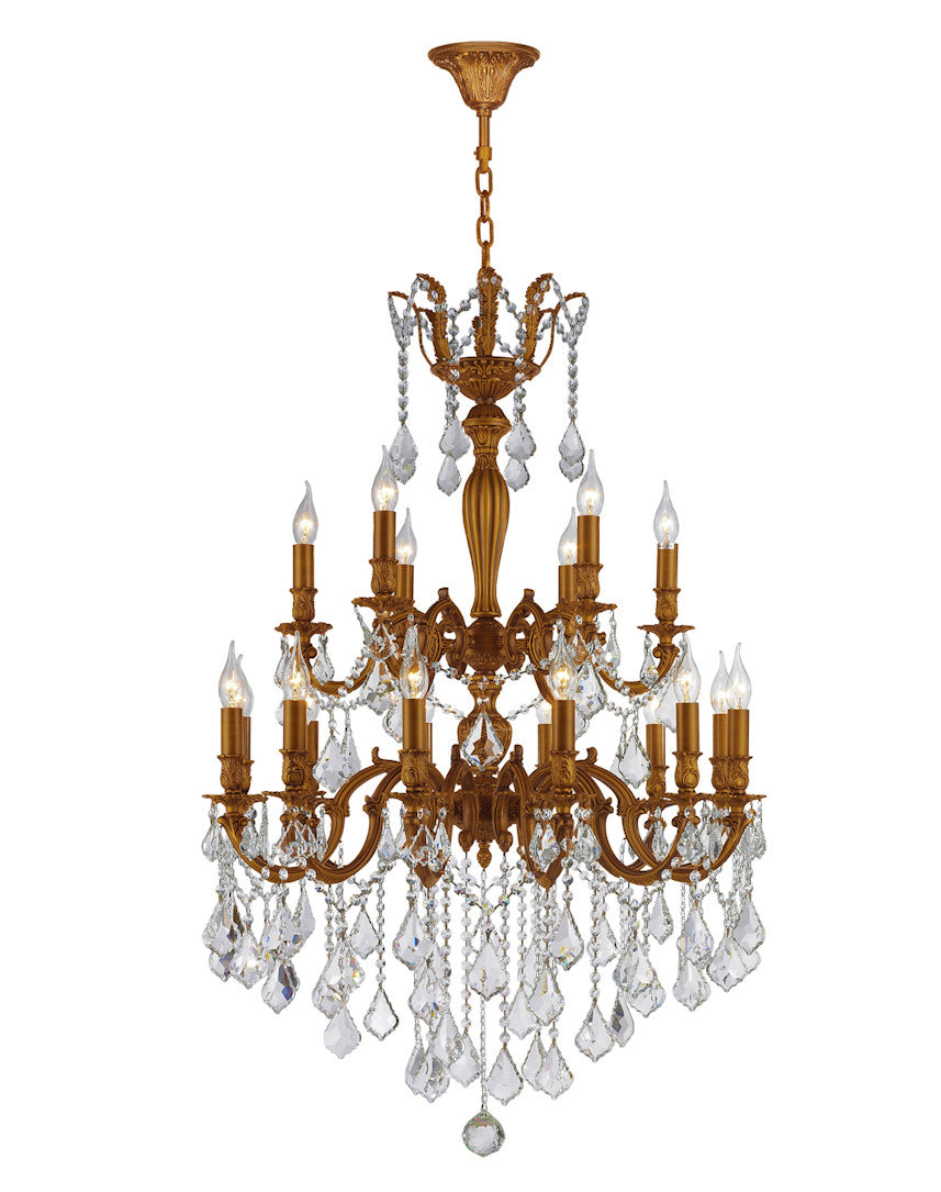 Worldwide Versailles W83351FG30 Chandelier Light - French Gold, D30" H39", 18 Light, French Gold Finish, Clear Crystal"/