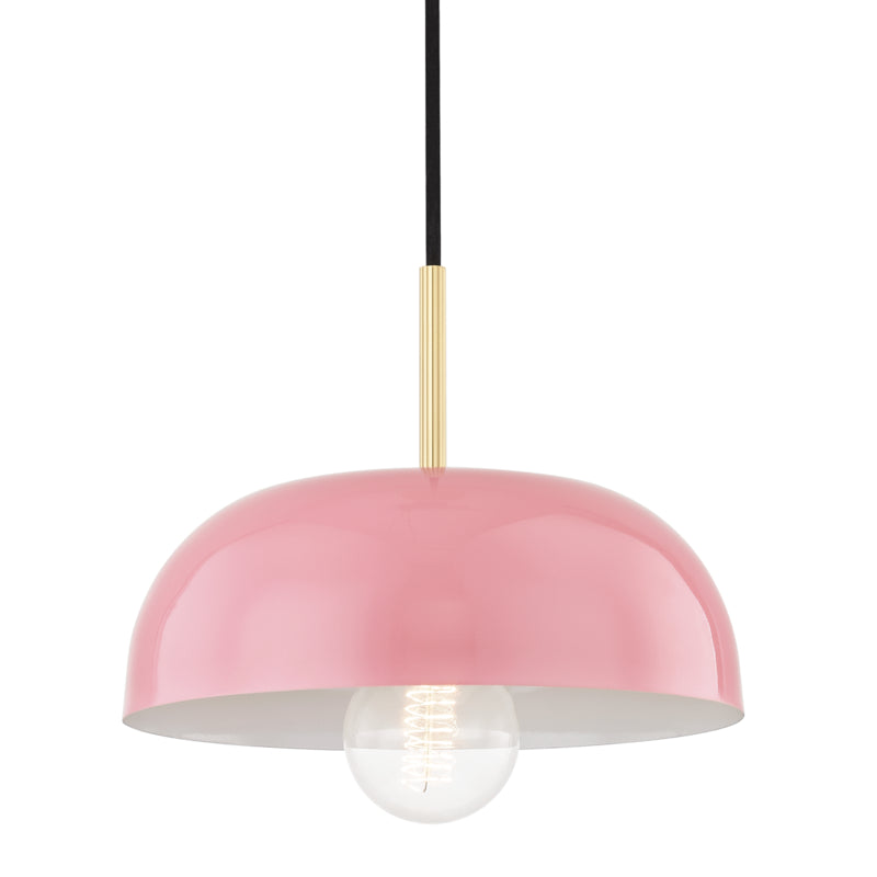 Mitzi Avery H199701S-AGB/PK Pendant Light - Aged Brass/Pink