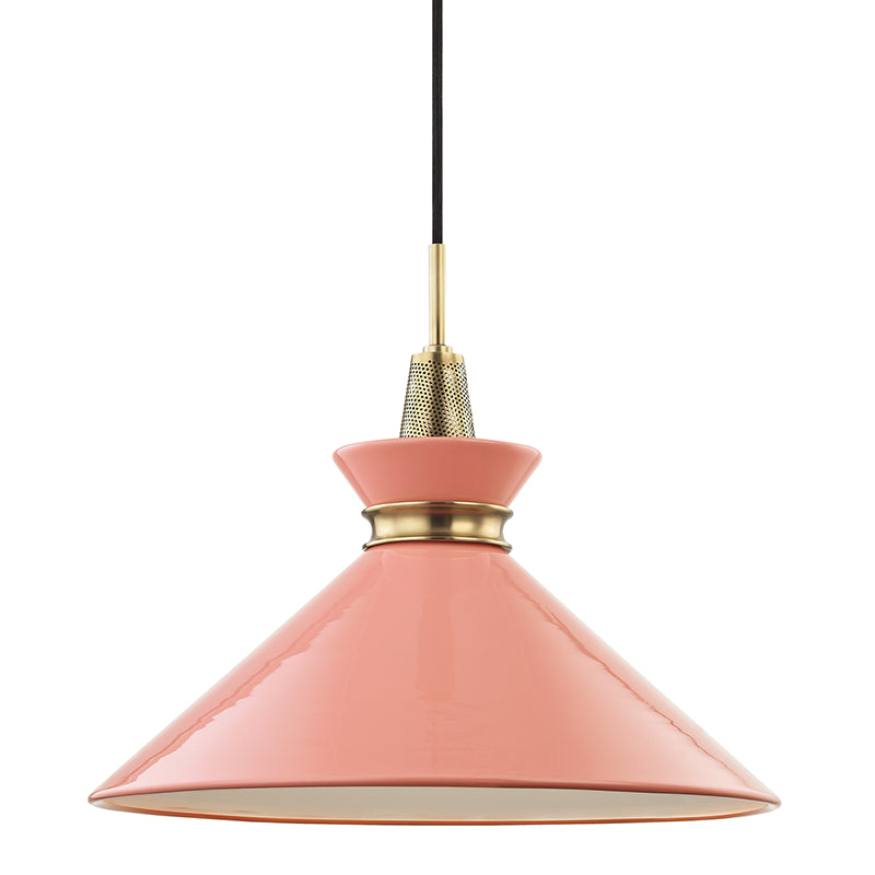 Mitzi Kiki H251701L-AGB/PK Pendant Light - Aged Brass/Pink