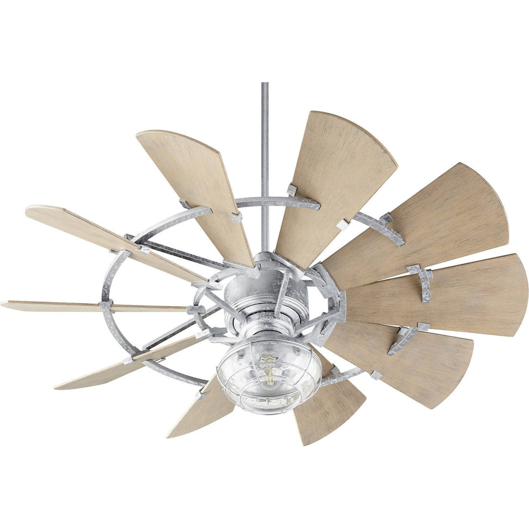 Quorum Windmill 195210-9 Ceiling Fan 52 in. - Galvanized, Weathered Oak