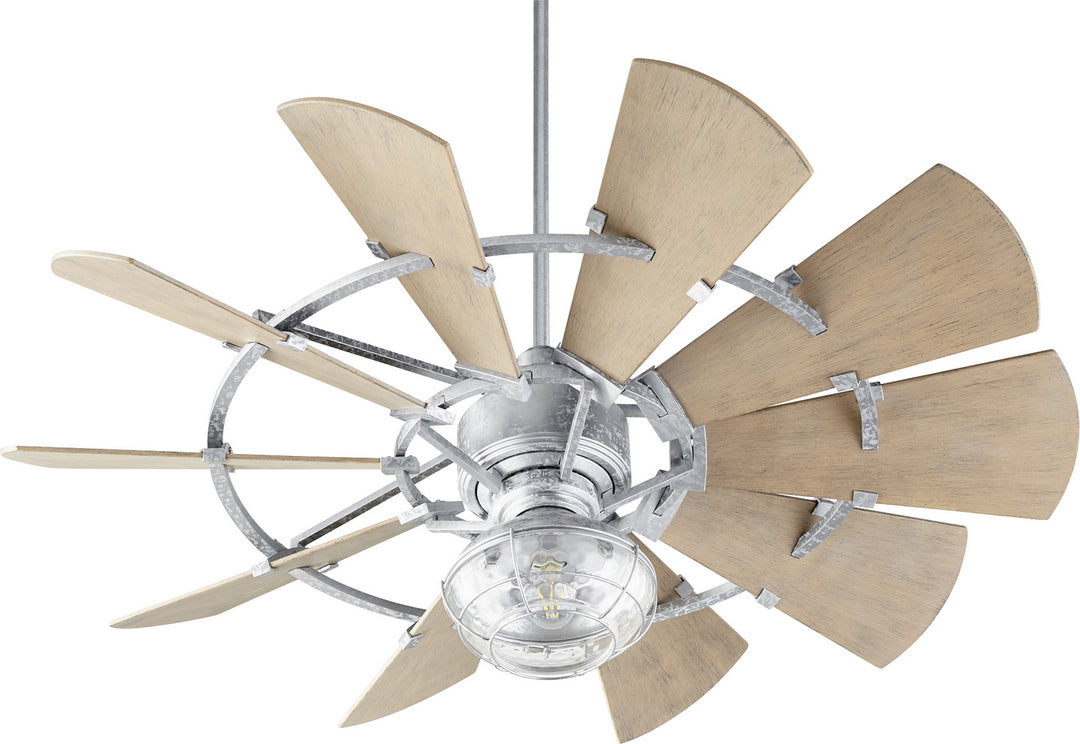 Quorum Windmill 195210-9 Ceiling Fan 52 in. - Galvanized, Weathered Oak