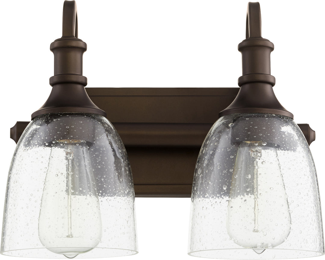 Quorum Richmond 5011-2-186 Bath Vanity Light 13 in. wide - Oiled Bronze W/ Clear/Seeded