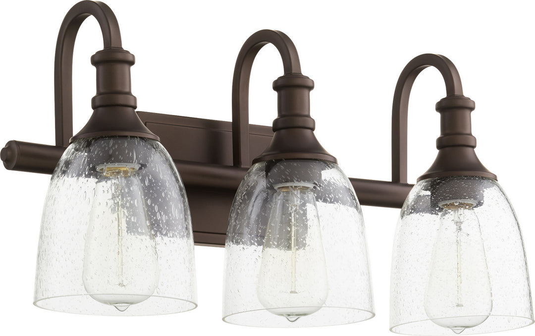 Quorum Richmond 5011-3-186 Bath Vanity Light 21 in. wide - Oiled Bronze W/ Clear/Seeded