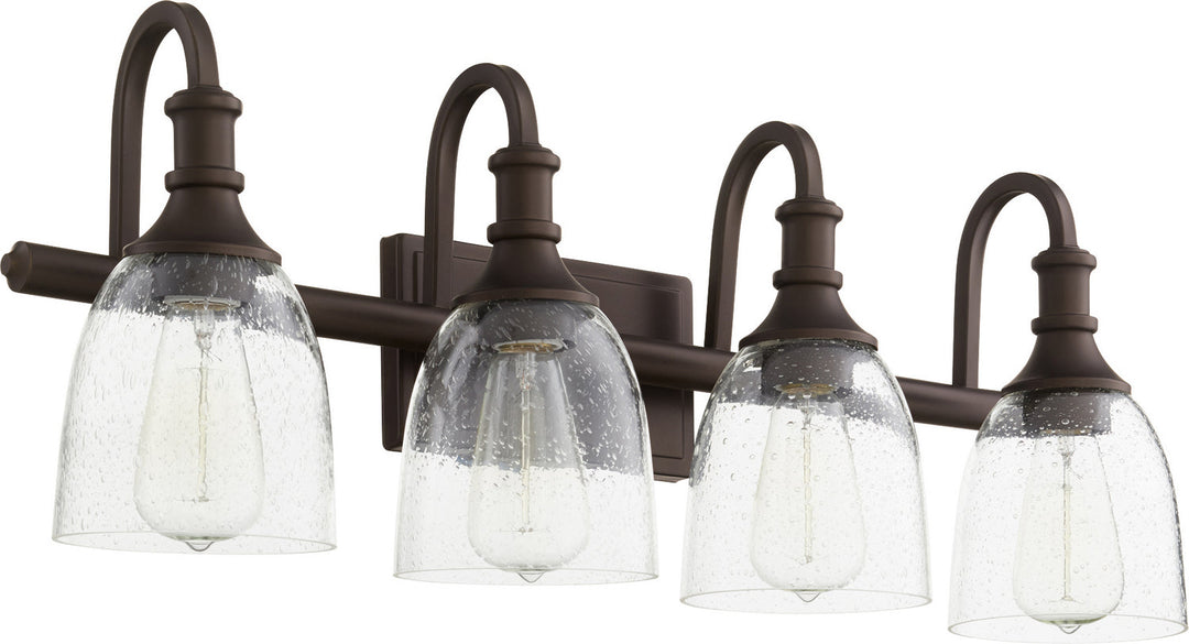 Quorum Richmond 5011-4-186 Bath Vanity Light 28 in. wide - Oiled Bronze W/ Clear/Seeded