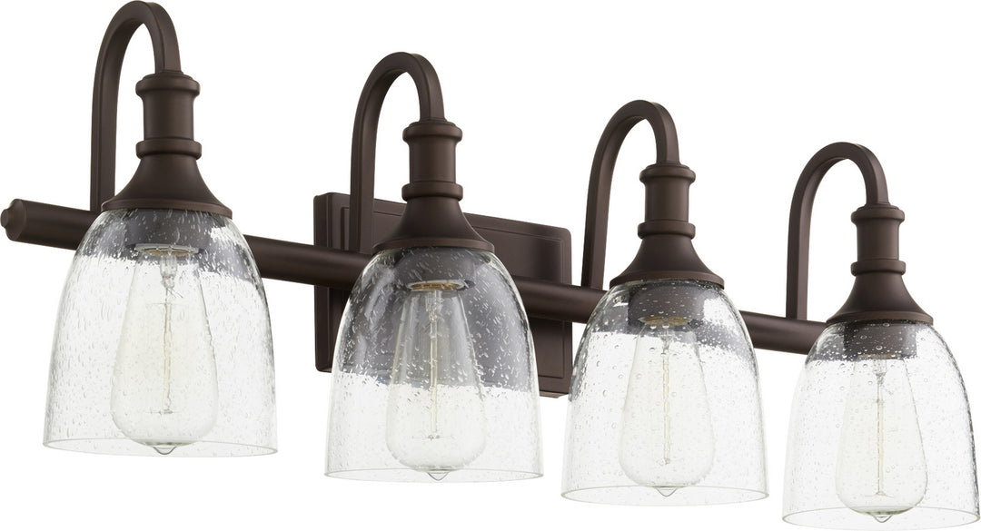 Quorum Richmond 5011-4-186 Bath Vanity Light 28 in. wide - Oiled Bronze W/ Clear/Seeded