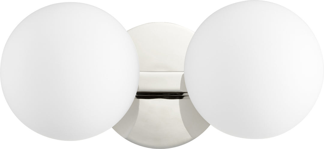 Quorum 539 Globe Vanities 539-2-62 Bath Vanity Light 14 in. wide - Polished Nickel