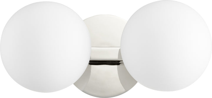 Quorum 539 Globe Vanities 539-2-62 Bath Vanity Light 14 in. wide - Polished Nickel