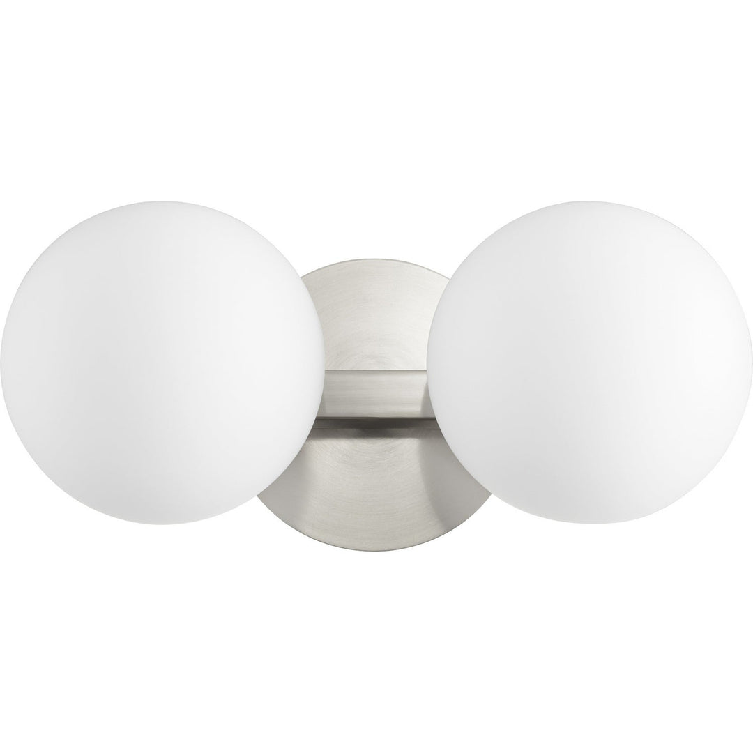 Quorum 539 Globe Vanities 539-2-65 Bath Vanity Light 14 in. wide - Satin Nickel