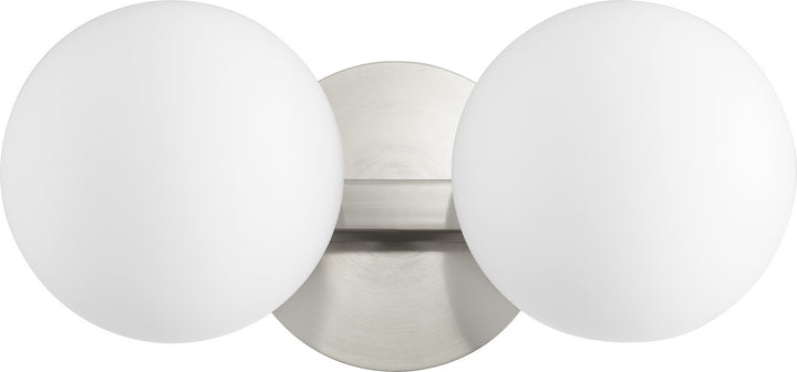 Quorum 539 Globe Vanities 539-2-65 Bath Vanity Light 14 in. wide - Satin Nickel