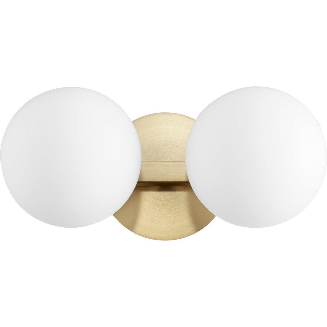 Quorum 539 Globe Vanities 539-2-80 Bath Vanity Light 14 in. wide - Aged Brass