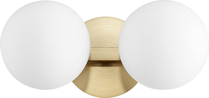 Quorum 539 Globe Vanities 539-2-80 Bath Vanity Light 14 in. wide - Aged Brass