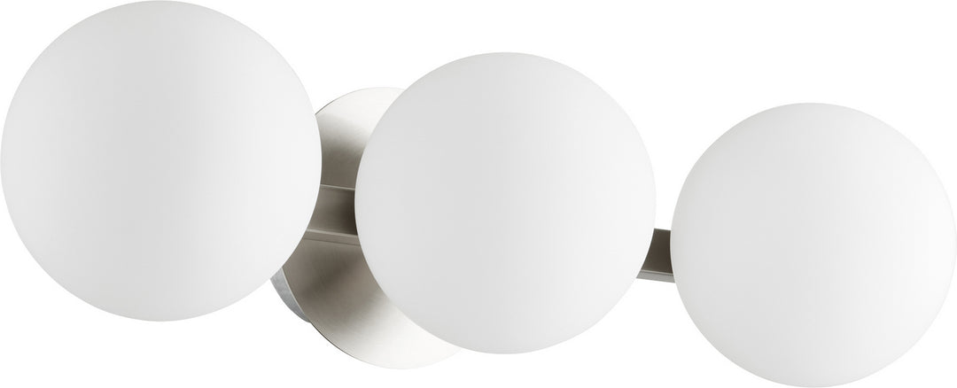 Quorum 539 Globe Vanities 539-3-65 Bath Vanity Light 22 in. wide - Satin Nickel