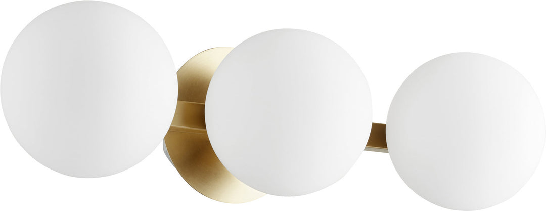 Quorum 539 Globe Vanities 539-3-80 Bath Vanity Light 22 in. wide - Aged Brass