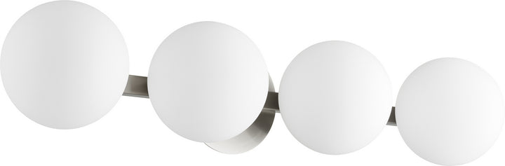 Quorum 539 Globe Vanities 539-4-65 Bath Vanity Light 30 in. wide - Satin Nickel