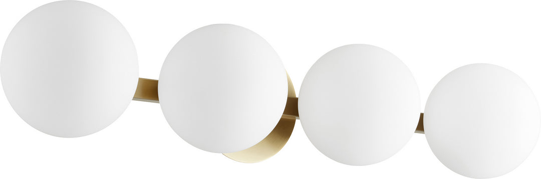 Quorum 539 Globe Vanities 539-4-80 Bath Vanity Light 30 in. wide - Aged Brass