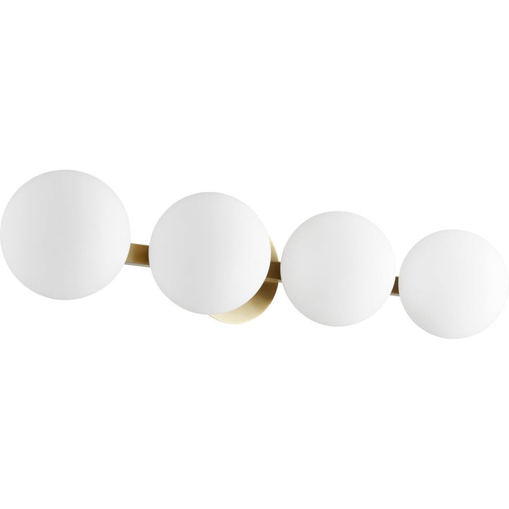 Quorum 539 Globe Vanities 539-4-80 Bath Vanity Light 30 in. wide - Aged Brass