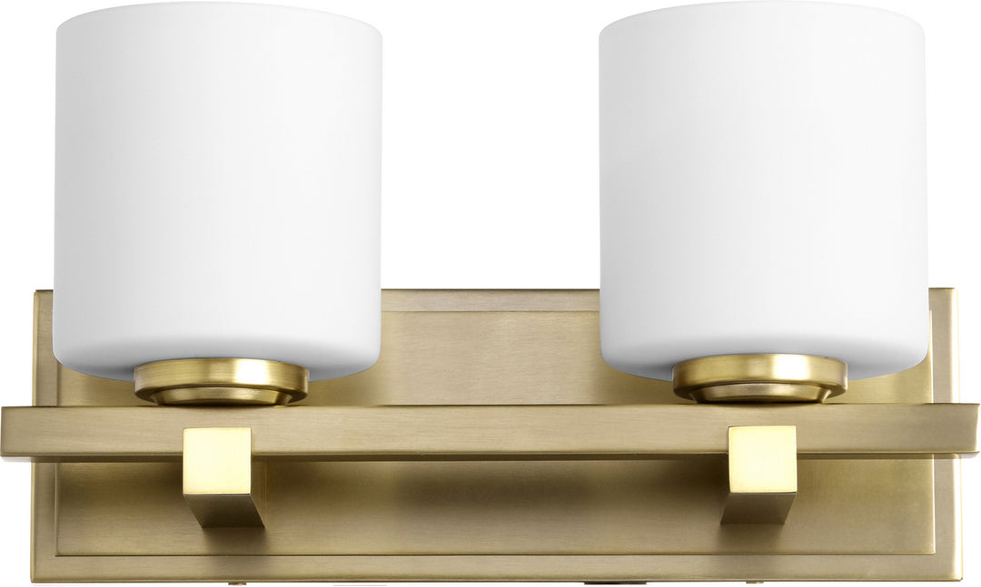 Quorum 5669 Cylinder Series 5669-2-80 Bath Vanity Light 14 in. wide - Aged Brass