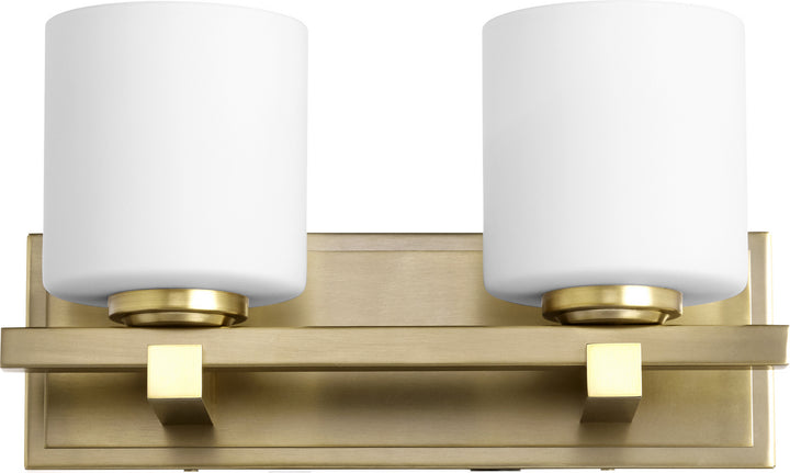 Quorum 5669 Cylinder Series 5669-2-80 Bath Vanity Light 14 in. wide - Aged Brass