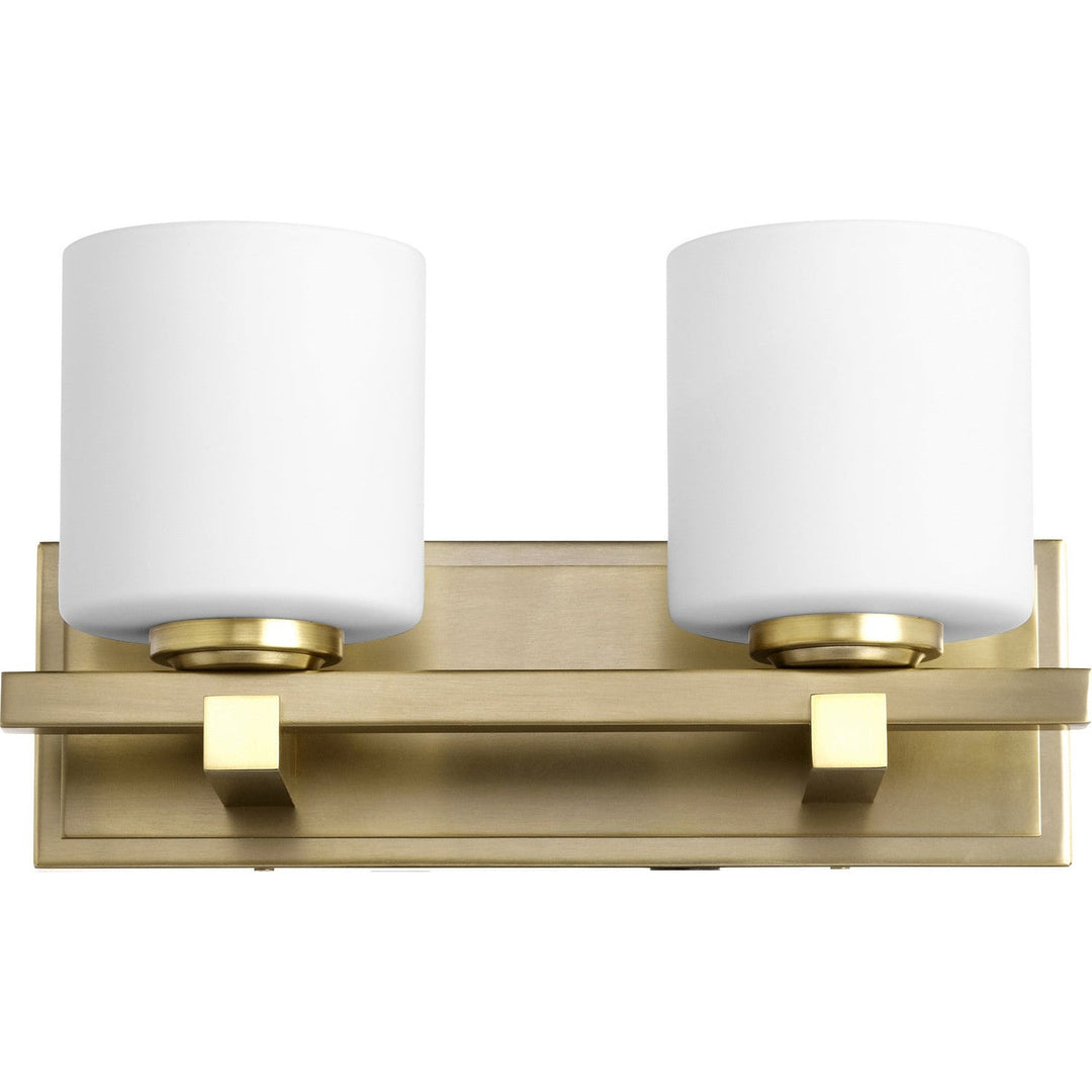 Quorum 5669 Cylinder Series 5669-2-80 Bath Vanity Light 14 in. wide - Aged Brass