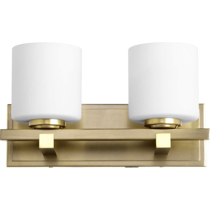 Quorum 5669 Cylinder Series 5669-2-80 Bath Vanity Light 14 in. wide - Aged Brass