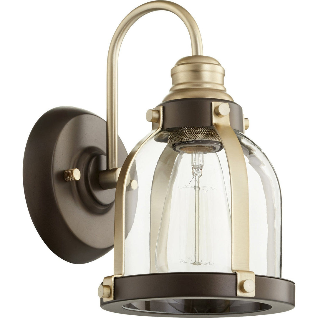 Quorum Banded Series 586-1-8086 Wall Sconce Light - Aged Brass W/ Oiled Bronze