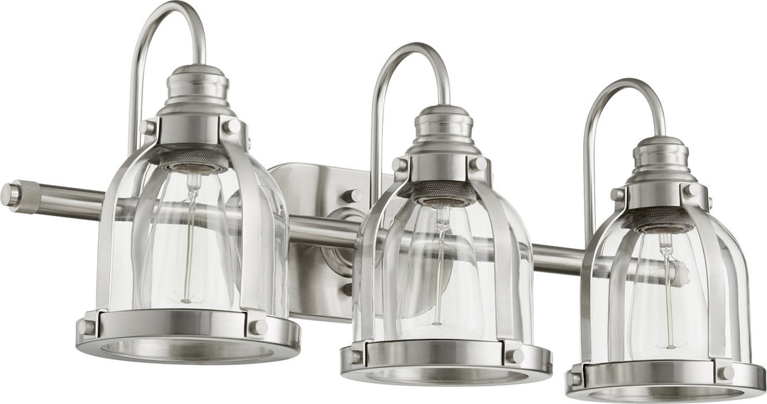 Quorum Banded Series 586-3-65 Bath Vanity Light 25 in. wide - Satin Nickel