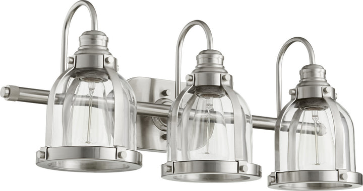 Quorum Banded Series 586-3-65 Bath Vanity Light 25 in. wide - Satin Nickel
