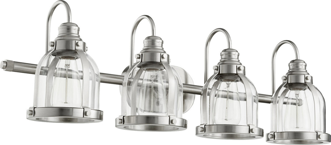 Quorum Banded Series 586-4-65 Bath Vanity Light 33 in. wide - Satin Nickel