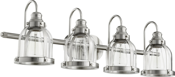 Quorum Banded Series 586-4-65 Bath Vanity Light 33 in. wide - Satin Nickel