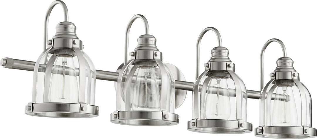 Quorum Banded Series 586-4-65 Bath Vanity Light 33 in. wide - Satin Nickel