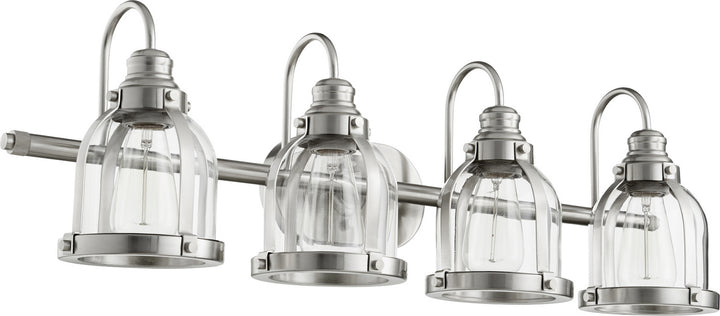 Quorum Banded Series 586-4-65 Bath Vanity Light 33 in. wide - Satin Nickel
