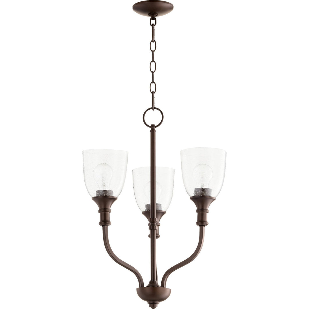 Quorum Richmond 6811-3-186 Chandelier Light - Oiled Bronze W/ Clear/Seeded