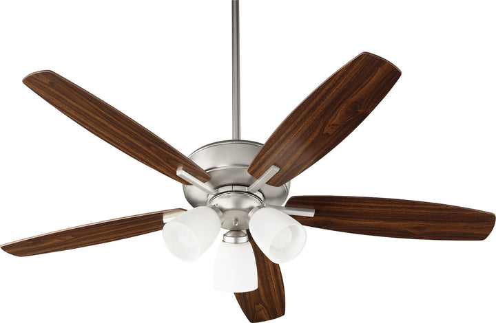 Quorum Breeze 70525-365 Ceiling Fan 52 in. - Satin Nickel, Silver/Walnut